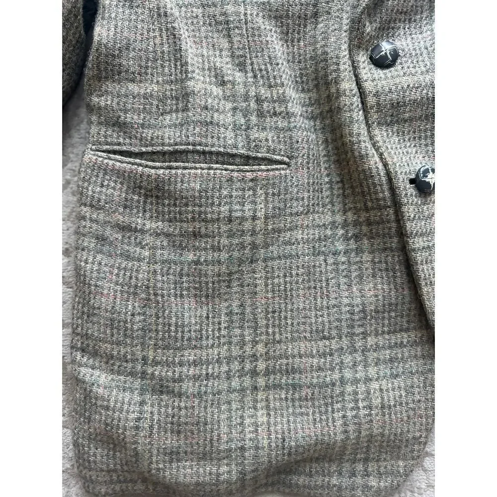 Oakton Ltd Men’s Wool Blazer Sport Coat Jacket Gray Plaid 42R 100% Pure Wool